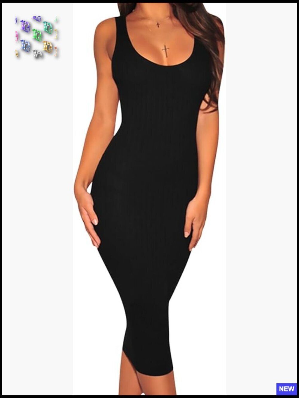 Sleeveless Ribbed Knit Bodycon Midi Dress Club Night Out Y2K Chic